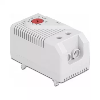 Termóstato DELOCK 66824, caixa de plástico, IP20, 30 W, 250 V, 10 A, 43×60×33 mm, cinzento/vermelho