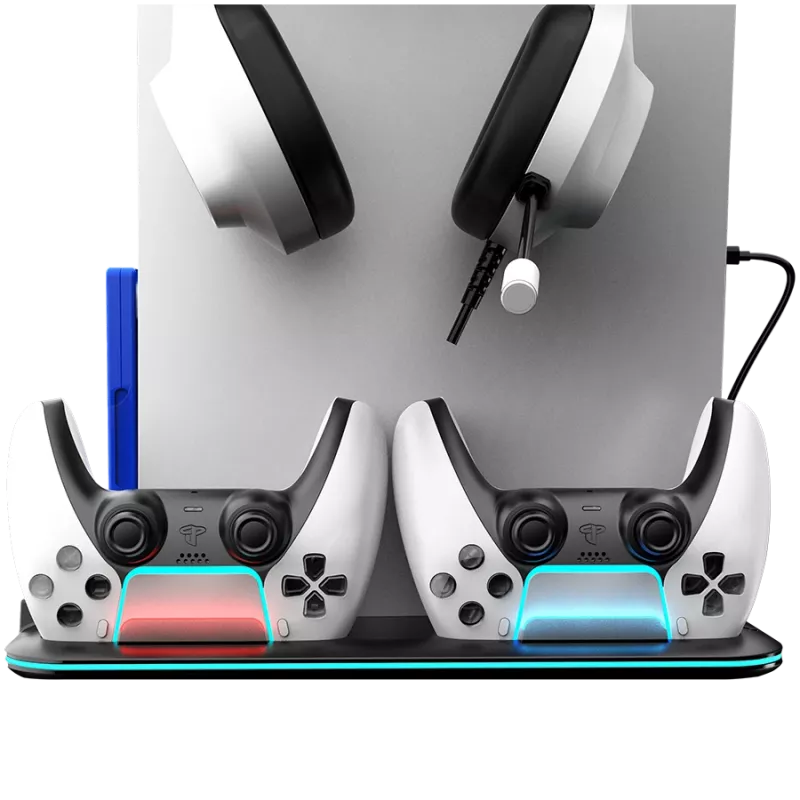 Suporte de arrefecimento CANYON CS-51 RGB para PS5 slim preto com estação de carregamento dupla para comandos