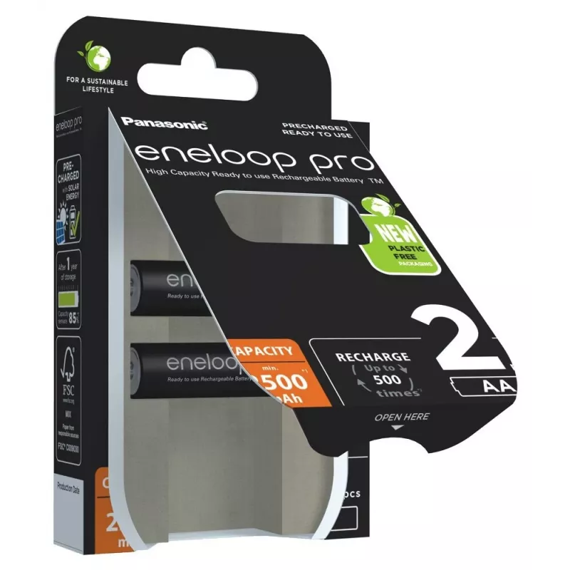 Pilhas PANASONIC ENELOOP PRO AA 2500 mAh 2 unid. (BK-3HCDE/2CP)