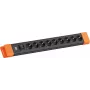 Régua de tomadas Bachmann CONNECTUS com 9 tomadas CEE 7/3, 1 interruptor, cabo de 2,0 m — preto/laranja