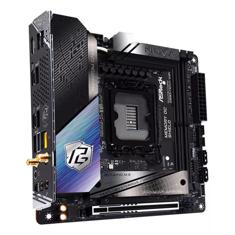 Motherboard ASRock Phantom Gaming Z890I Nova WiFi — Intel Z890, LGA 1851, Mini-ITX, DDR5, 2x M.2, Wi‑Fi 6E/7, LAN 5Gb, Thunderbolt