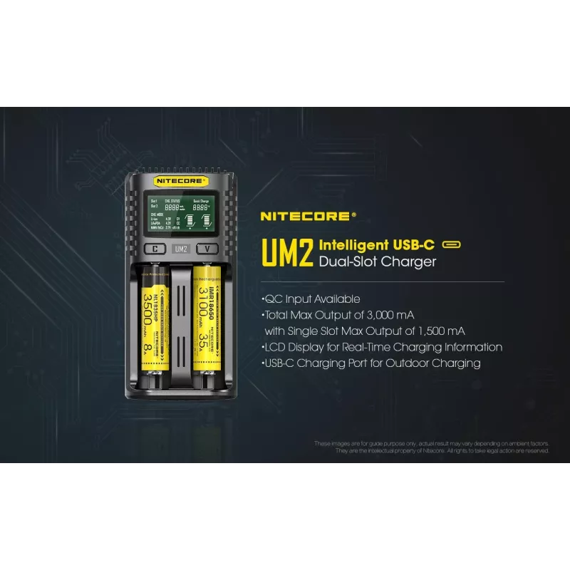 Carregador de pilhas Nitecore UM2 pilha doméstica DC iões de lítio níquel-cádmio