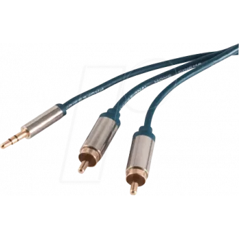 Cabo de áudio shiverpeaks SP30833-schlank 3 m 3,5 mm para 2 x RCA azul - cromado (SP30833-schlank)