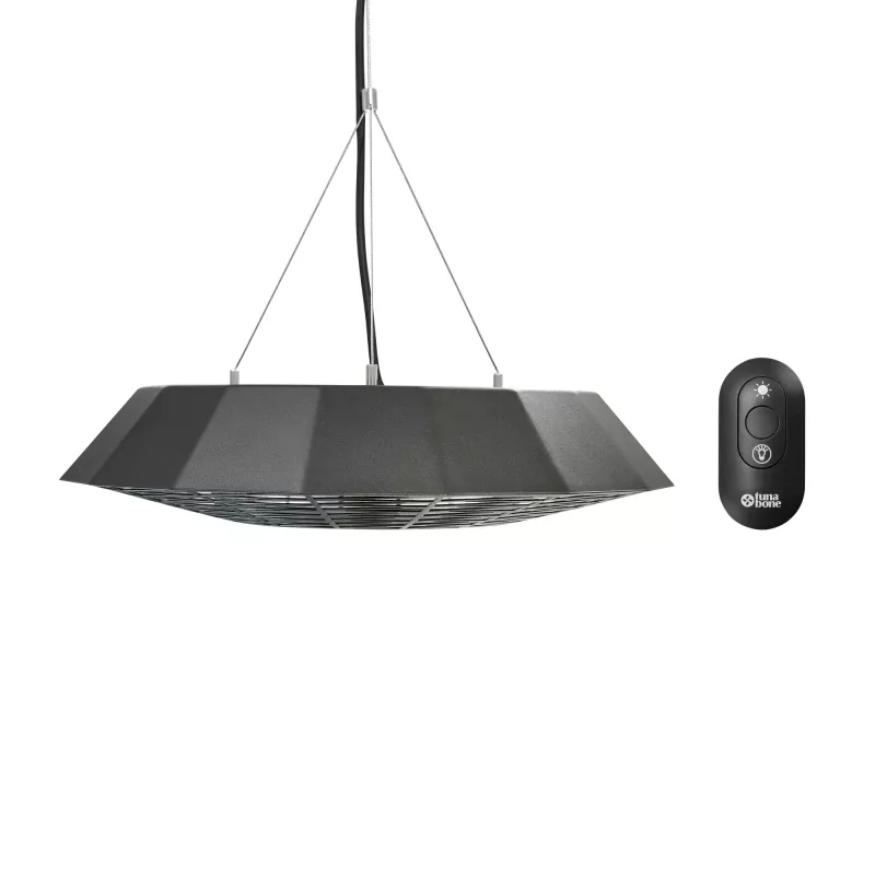 TunaBone | Aquecedor infravermelho elétrico de teto para terraço | TB2068C-01 | Aquecedor de terraço | 2000 W | Número de níveis de potência 1 | Adequado para espaços até 20 m² | Preto | IP45