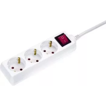 Régua de tomadas AS Schwabe 11371 Schuko branca — extensão Schuko monobloco