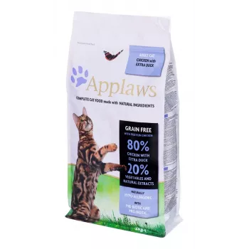 Comida seca para gatos Applaws Frango com Pato 2 kg – alimento completo sem cereais para gatos adultos, 36,5% proteína, 16% gordura