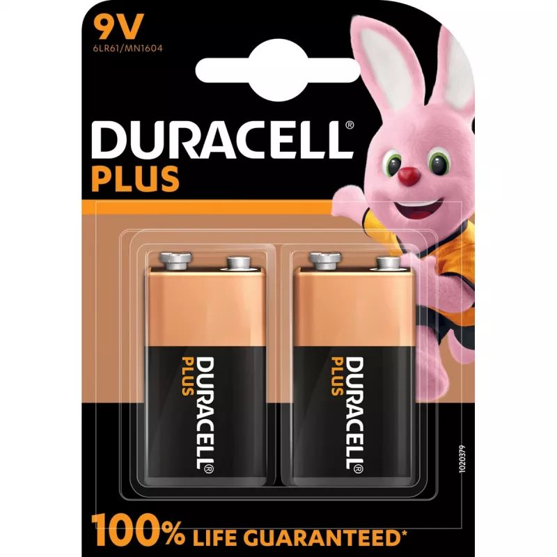 Duracell Plus pilha de 9V (MN1604 / 6LR61), 2 unidades