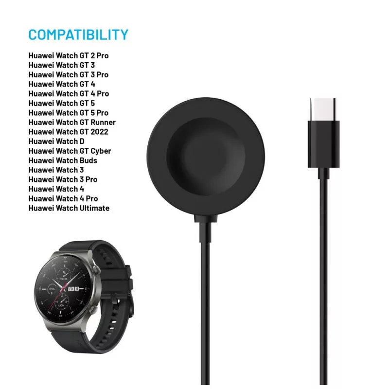 Cabo USB-C fixo para Huawei Watch GT/GT 3 Pro/Watch 4/4 Pro/Watch 5/5 Pro da FIXED