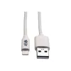 Cabo de sincronização/carregamento USB-A para Lightning Eaton Tripp Lite Series (M/M) - Certificado MFi, branco, 6 pés (1,8 m) - Cabo de dados/alimentação - USB macho para Lightning
