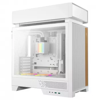 Caixa de PC de secretária DeepCool CL6600 WH — branca, suporta fontes de alimentação ATX/PS2/SFX/SFX-L, 140 mm à frente, 120/140 mm no topo/traseira, unidades de 2,5 polegadas e 3,5 polegadas
