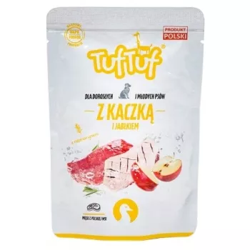 TufTuf Comida húmida para cães Pato com Maçã 300 g — refeição húmida completa para cães adultos, 69 % humidade, 9,8 % proteína