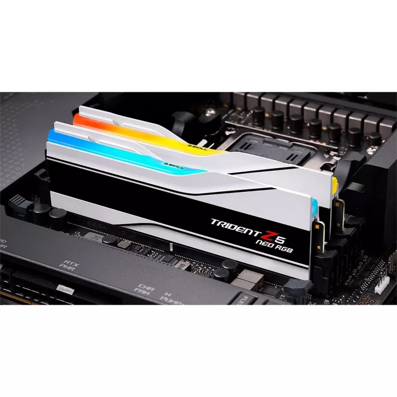 DIMM 32 GB DDR5-6400 (2x 16 GB) Dual-Kit, memória branca, F5-6400J3039G16GX2-TZ5NRW, Trident Z5 Neo RGB, AMD EXPO
