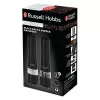 Conjunto de moinhos de sal elétricos Russell Hobbs 28010-56 (alta qualidade, automático, moagem ajustável, luz na base, design metálico preto) Moinho de pimenta
