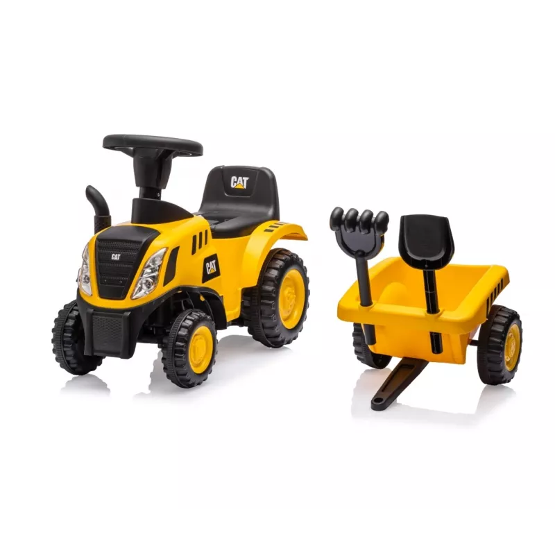 Veículo CAT trator com atrelado amarelo para montar