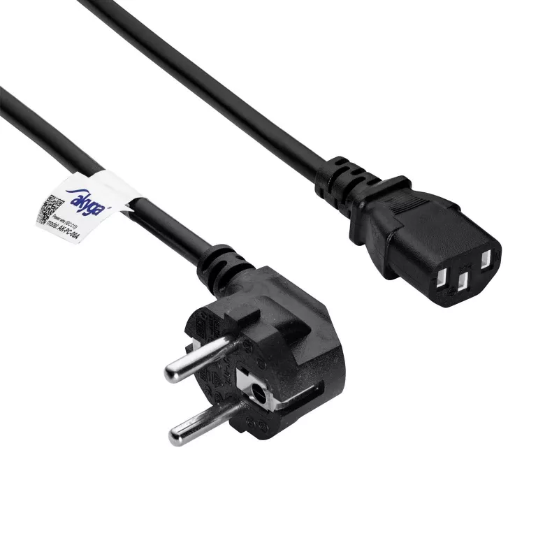 Akyga AK-PC-06A cabo de alimentação CEE 7/7 para IEC C13, 3 m, preto