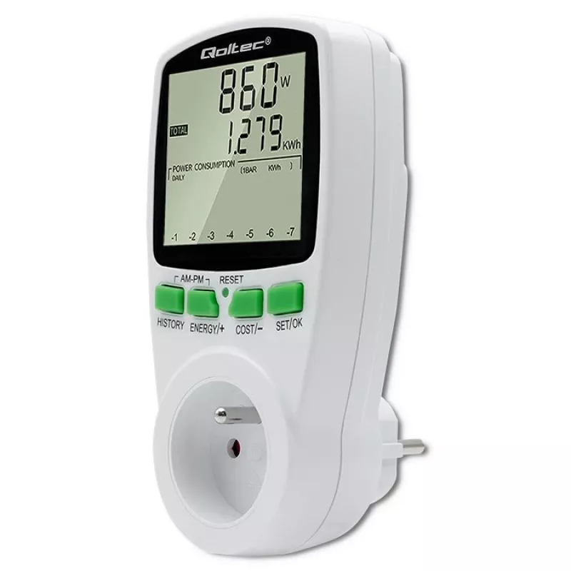 Medidor de potência QOLTEC PM0627 3680W com histórico — QOLTEC PM0627 3680W