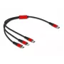 Cabo de carregamento USB DeLOCK 86710 3 em 1 USB Type-C para Lightning Micro USB 30 cm preto vermelho