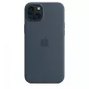 Capa de silicone Apple iPhone 15 Plus com MagSafe - Azul-tempestade