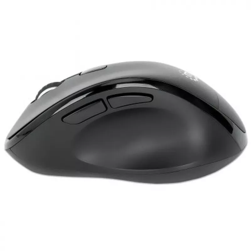 Manhattan Rato ergonómico sem fios, para destro, 800/1200/1600 dpi ajustáveis, 2,4 GHz (até 10 m), seis botões com roda de scroll, recetor combo USB-A e USB-C, preto, pilha AA (incluída), três anos de garantia