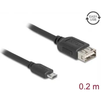 Cabo USB 2.0 DELOCK 81516 — Micro-USB B para USB A, 0,2 m, preto, contactos dourados