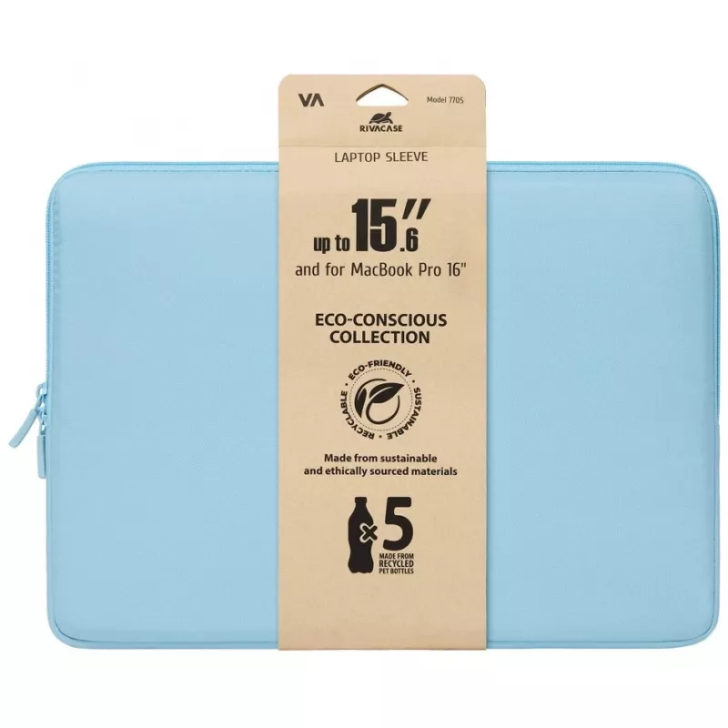 Capa para portátil Rivacase Riva Szuzuka 15,6 polegadas Azul pastel, capa protetora acolchoada