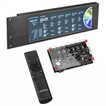 Controlador de ventoinhas Lamptron CU135 + controlador RGB com ecrã, ARGB - preto