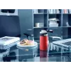 Caneca térmica Leifheit 03245 aço inoxidável 350 ml, parede dupla, à prova de fugas, tampa articulada, preta/vermelha
