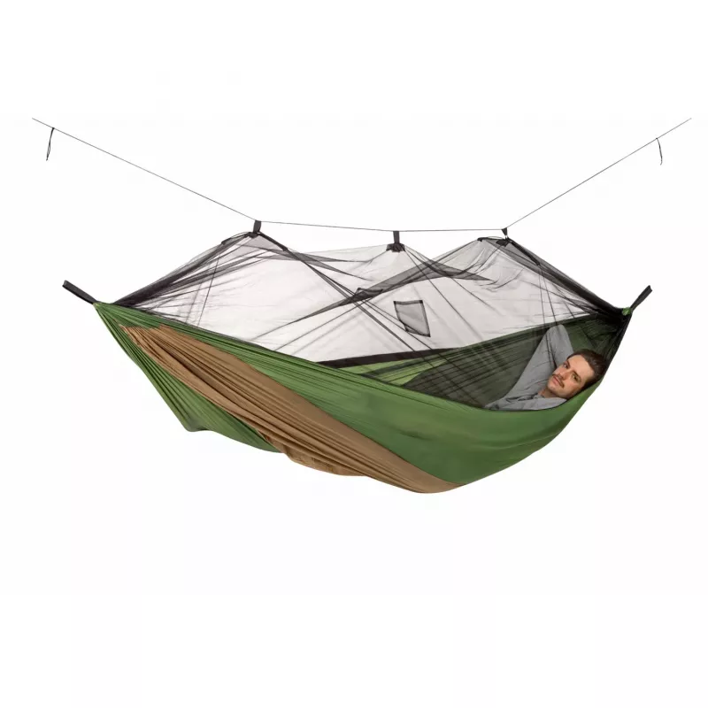 Rede de dormir Adventure Moskito Hammock Thermo AZ-1030430, rede de campismo verde/castanha