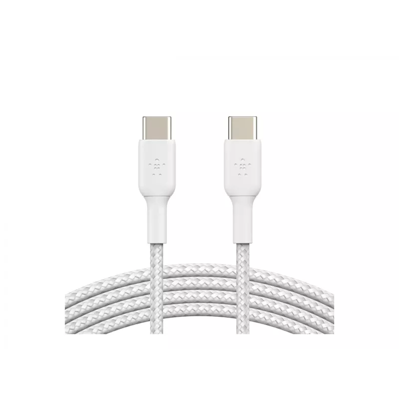 Cabo trançado USB-C para USB-C 1 m branco
