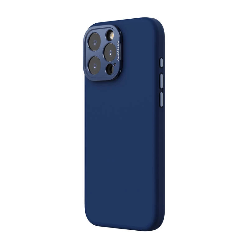 Capa de proteção magnética Nillkin LensWing para Apple iPhone 16 Pro Max — azul, compatível com MagSafe, rebordo elevado da câmara