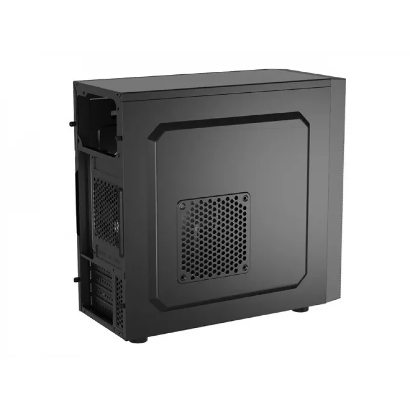 Caixa de PC NATEC Helix Mini Tower preto — microATX/Mini-ITX, 3×3,5 polegadas + 5×2,5 polegadas, GPU 33 cm, ligações USB-C/USB-A