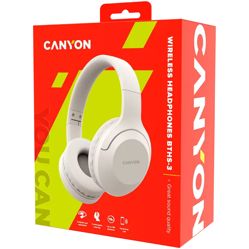 Headset Bluetooth Canyon BTHS-3 On-Ear/Estéreo/BT5.1 bege retail (CNS-CBTHS3BE)