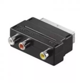 Adaptador Scart/RCA Wentronic Goobay, ficha SCART (21 polos), preto - ficha SCART (21 polos) > 3x conector fêmea RCA (50122)