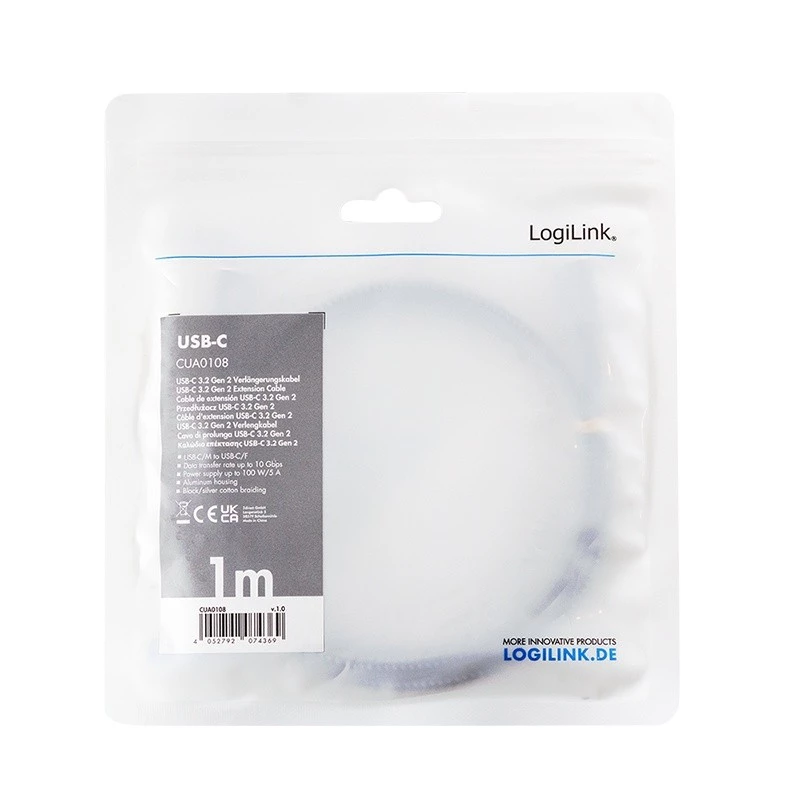 USB 3.2 Gen2 Type-C para USB-C/fêmea, PD, 1 m