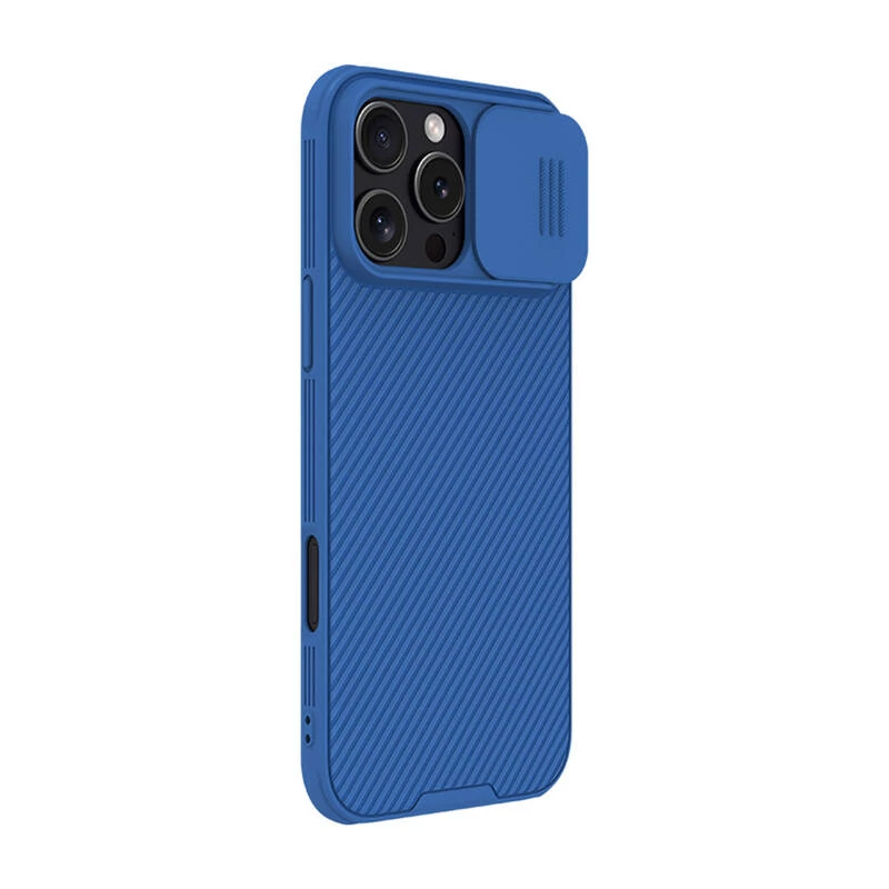 Capa de proteção Nillkin CamShield Pro para iPhone 16 Pro Max, azul, tampa deslizante para câmara