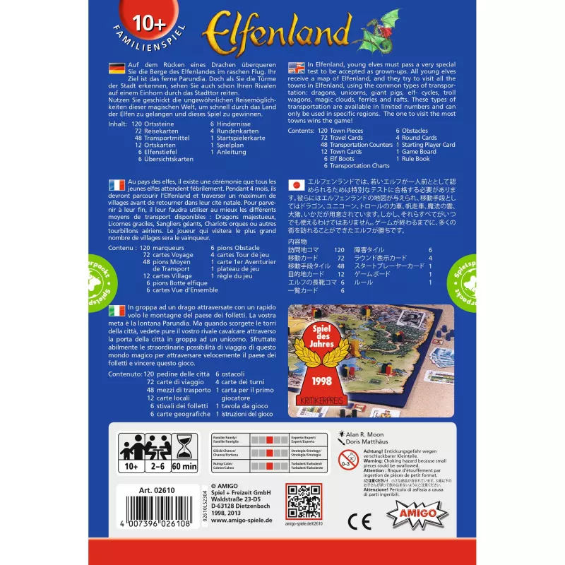 Elfenland, jogo de tabuleiro Jogo do Ano 1998