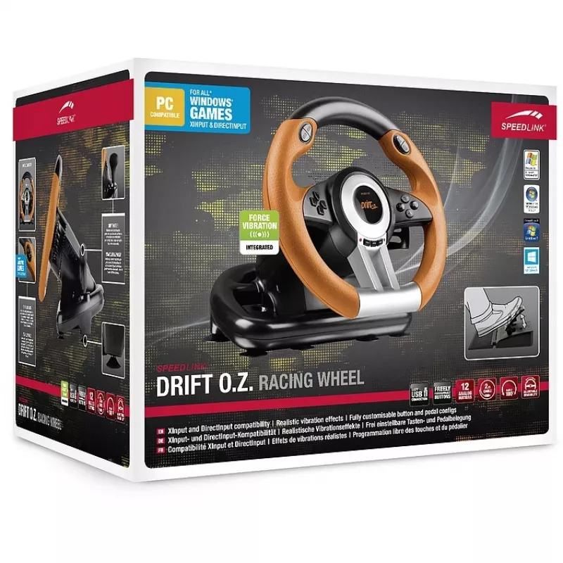 Volante + pedais Speedlink DRIFT O.Z. Preto Cinzento Laranja