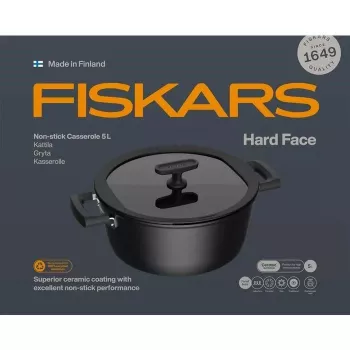 Panela de cerâmica Fiskars HARD FACE 5 L com tampa, revestimento antiaderente