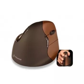 BakkerElkhuizen Evoluent 4 Small Wireless, para destros, design vertical, Laser, RF Wireless, 2600 DPI, Preto, Castanho