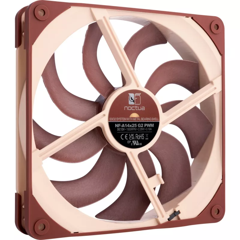 Ventoinha Noctua NF-A14x25 G2 PWM 140 mm 1500 rpm Rolamento SSO2 4-Pin-PWM Bege