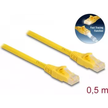 Cabo de rede DeLOCK RJ45 Cat.6A U/UTP 0,5 m amarelo