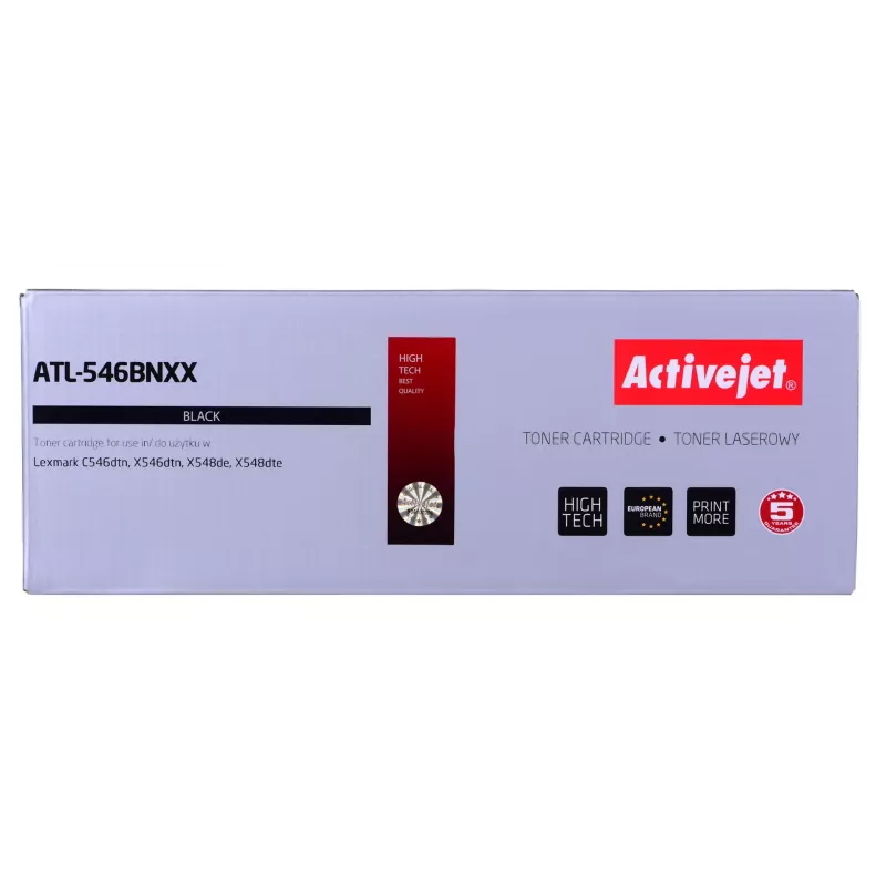 Toner ActiveJet ATL-546BNXX preto, compatível com Lexmark, 8 000 páginas, embalagem individual