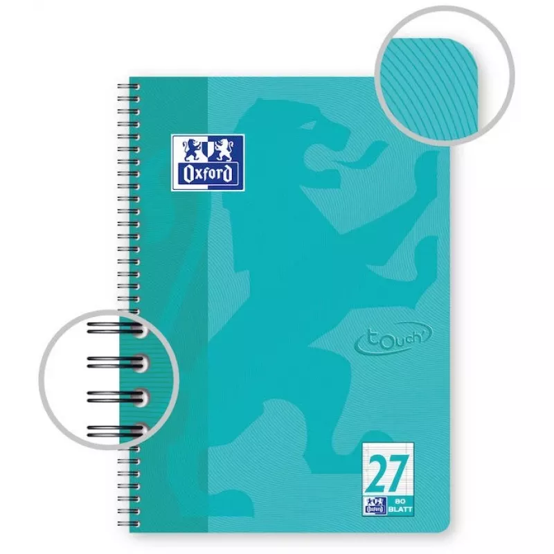 Bloco de notas Oxford TOUCH A4+ 80 folhas aqua