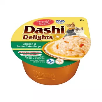 INABA Dashi Delights frango com flocos de bonito em caldo - snack para gatos - 70 g