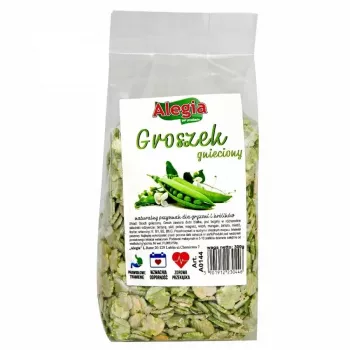 Ervilhas trituradas complemento alimentar para roedores e coelhos Alegia 300 g – guloseima firme com sabor a legumes, sem glúten, sem soja e sem açúcar