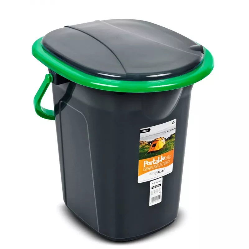 GreenBlue GB320BG sanita portátil de campismo em balde, preto/verde