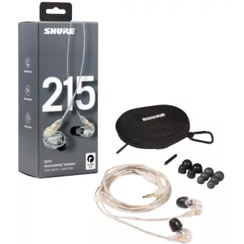 Headset Shure SE215 Pro monitor intra-auricular com fios para palco/estúdio transparente
