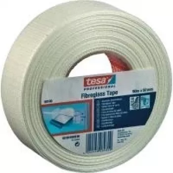 Fita adesiva Tesa fita de tecido de vidro 60100 – fita de tecido de vidro, 45 m de comprimento, 50 mm de largura, branco