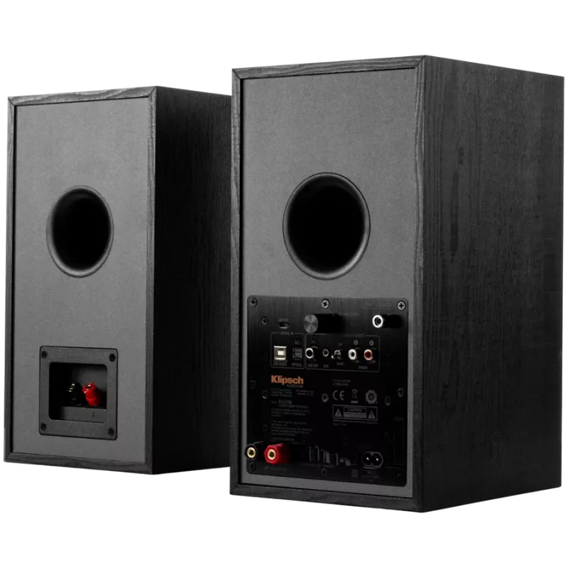 Coluna de estante ativa KLIPSCH R-51PM — com fios e sem fios, 120 W, preto/cobre