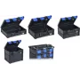 Caixa de arrumação allit EuroPlus MetaBox 340 preta/azul plástico ABS com sistema de engate seguro